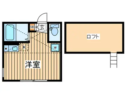 プライムテラス小田急相模原1A棟(ワンルーム/2階)の間取り写真
