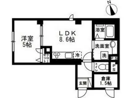 アベニュー板橋(1LDK/1階)の間取り写真