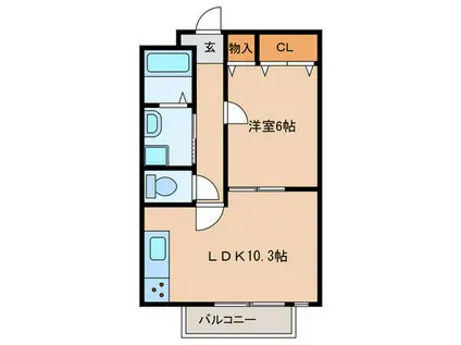 マノワール(1LDK/2階)の間取り写真