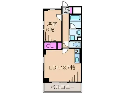 ヴェルレーヴヒサリコ(1LDK/2階)の間取り写真