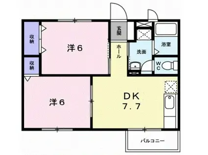 ニューエルディム北畝A(2DK/2階)の間取り写真