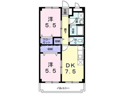 スカイハイツはなぶさ(2DK/3階)の間取り写真