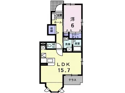 FIORE.PLACIDO蘭(1LDK/1階)の間取り写真