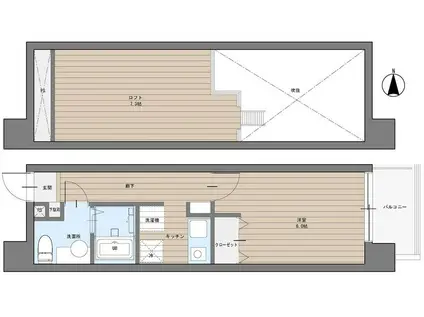 CAVANA東駒形(1K/3階)の間取り写真