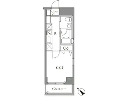 カスタリア中目黒(1K/4階)の間取り写真