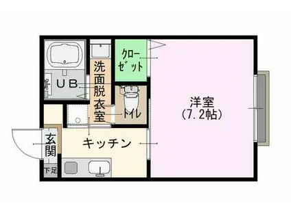 スカイハイツ藤(1K/1階)の間取り写真