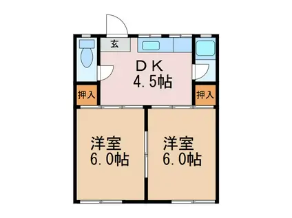 コーポ宮沢(2DK/2階)の間取り写真