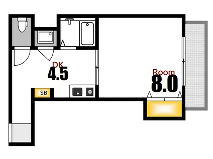 サニーコートムカイダ(1DK/2階)の間取り写真