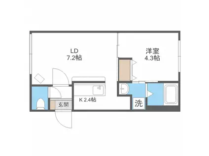 VIENTO美園(1LDK/3階)の間取り写真
