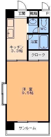 エスポアール萱町(1K/1階)の間取り写真