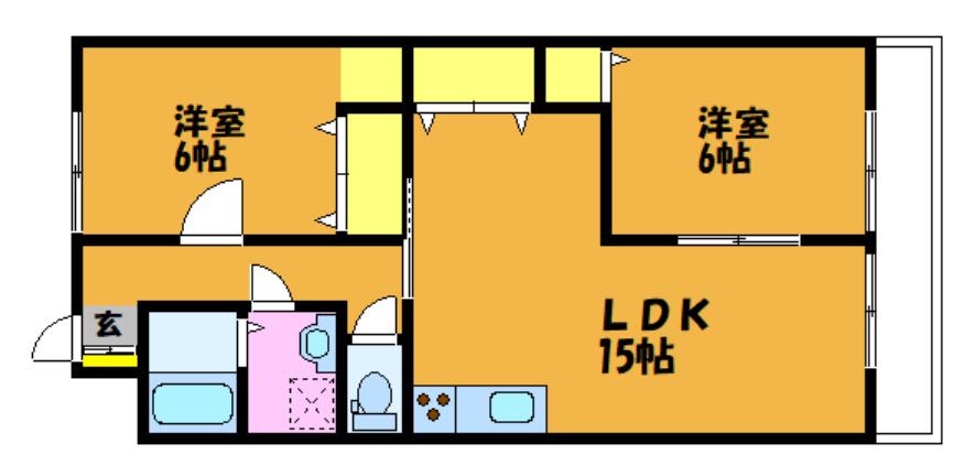 コーポユタカ(2LDK/2階)の間取り写真