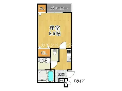 フジパレス西加賀屋ノース(1K/1階)の間取り写真