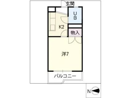 ワキタハイツ 新館(1K/1階)の間取り写真