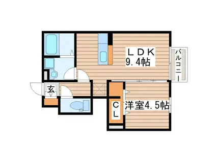 D-ROOM 太子堂(1LDK/1階)の間取り写真