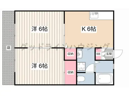 ハイツひろのが丘I(2DK/1階)の間取り写真