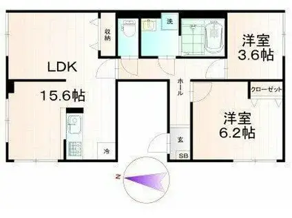 スカイツリーNW(2LDK/5階)の間取り写真