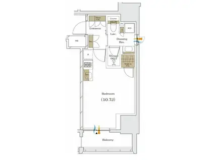 ザ・パークハビオ谷町六丁目クロス(ワンルーム/10階)の間取り写真