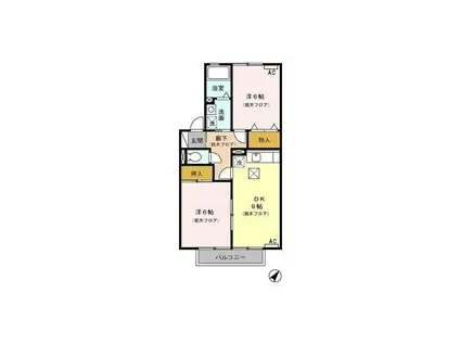 オーレ日吉(2DK/1階)の間取り写真