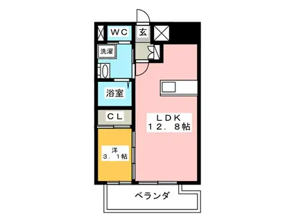 リスタコート高宮(1LDK/5階)の間取り写真