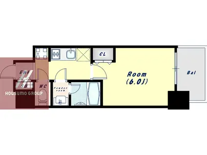 フォーリアライズ難波リアン(1K/3階)の間取り写真