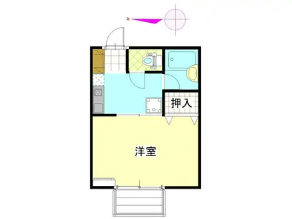 中央コータース二番館(1K/2階)の間取り写真