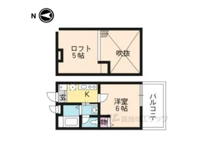 ロフティ京都西陣(1K/2階)の間取り写真
