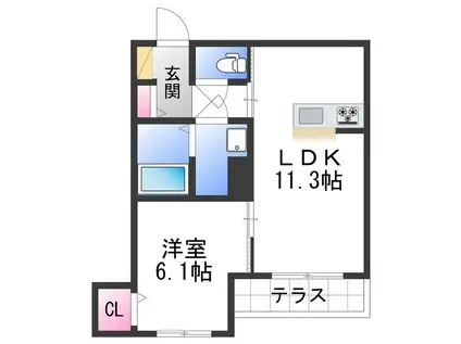シャーメゾン山吹(1LDK/2階)の間取り写真