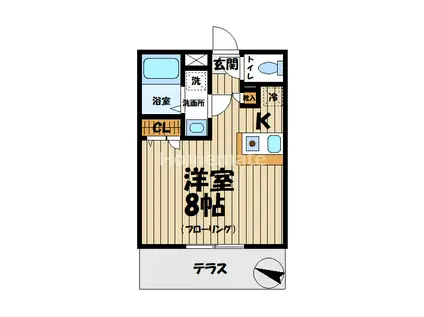 ガーデンハウス(ワンルーム/1階)の間取り写真