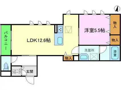 ルルアベル桂(1LDK/2階)の間取り写真
