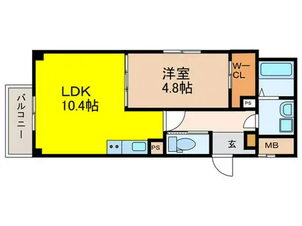 URBAN COURT 茨木春日(1LDK/4階)の間取り写真