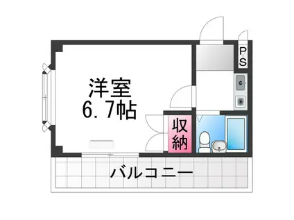 レジデンス・デュ・セリバ・セレストゥ(1K/4階)の間取り写真