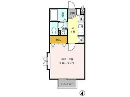 ハイツ暁苑(1K/2階)の間取り写真