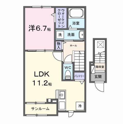 グラムス レビン(1LDK/2階)の間取り写真