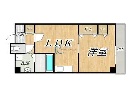 ラシーヌK(1LDK/9階)の間取り写真