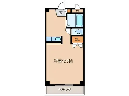 ウッドハウス(ワンルーム/2階)の間取り写真