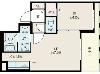 プロヴィデンス東札幌(1LDK/1階)の間取り写真