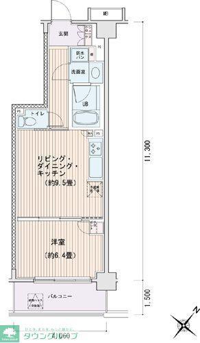 エスティメゾン豊洲レジデンス E棟(1LDK/5階)の間取り写真