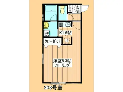 ハイツ中板橋(1K/2階)の間取り写真