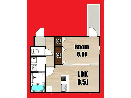 FUJIPALACE大和田V番館(1LDK/1階)の間取り写真