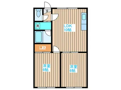 ファミール北郷(2LDK/2階)の間取り写真