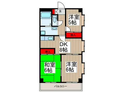 星野レジデンス(3DK/2階)の間取り写真