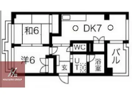 第2シャトー中尾(2DK/5階)の間取り写真