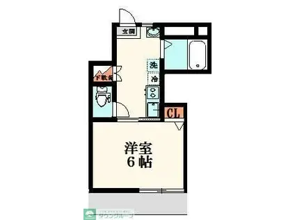 GREENTIES関前(1K/1階)の間取り写真