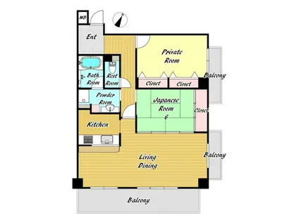 ロイヤル苦楽園(2LDK/2階)の間取り写真