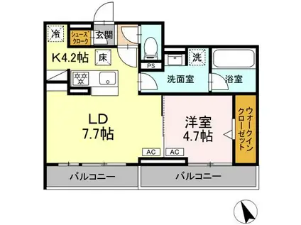 リエート(1LDK/1階)の間取り写真