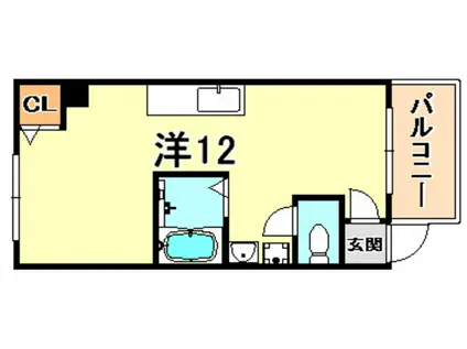 青木ビル(ワンルーム/1階)の間取り写真