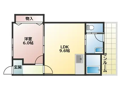 ポルトボヌールGS(1LDK/3階)の間取り写真