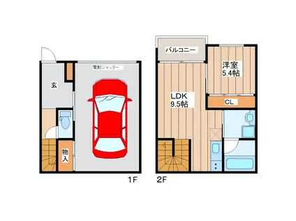 GARAGE VILLA SHIVERS B(1LDK/1階)の間取り写真