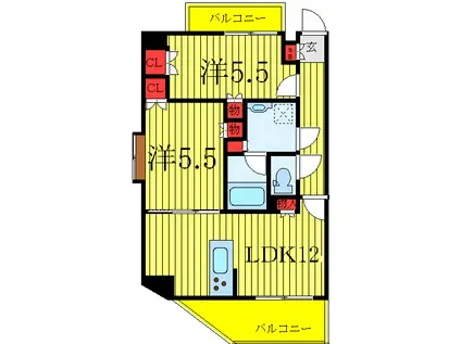 ルーブル赤羽西(2LDK/3階)の間取り写真