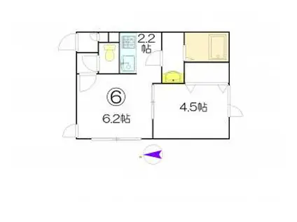 ピースハーモニー北28条(1DK/2階)の間取り写真